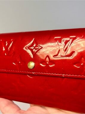 Louis Vuitton Red Patent Vernis Monogram Continental Wallet